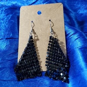 Gorgeous metallic black mesh Earrings. A square that hangs like corners.